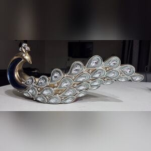 Elegant Gold and Silver Peacock Figurine